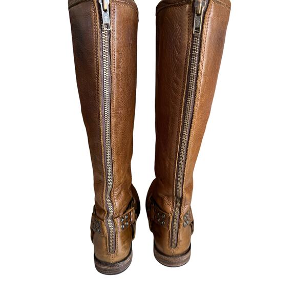 Frye Phillip Studded Engineer Harness Tall Knee High Riding Boots Brown 7.5 - Picture 5 of 12